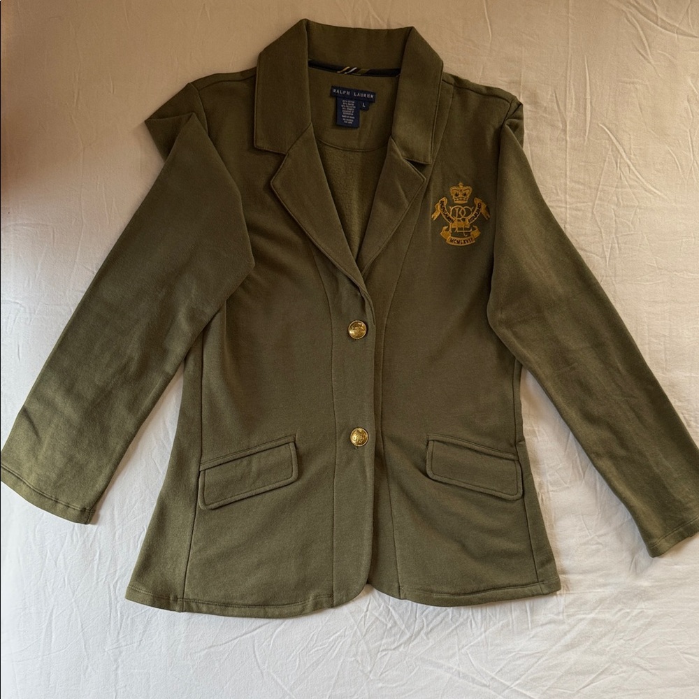 Ralph Lauren Khaki Blazer with Gold Accents